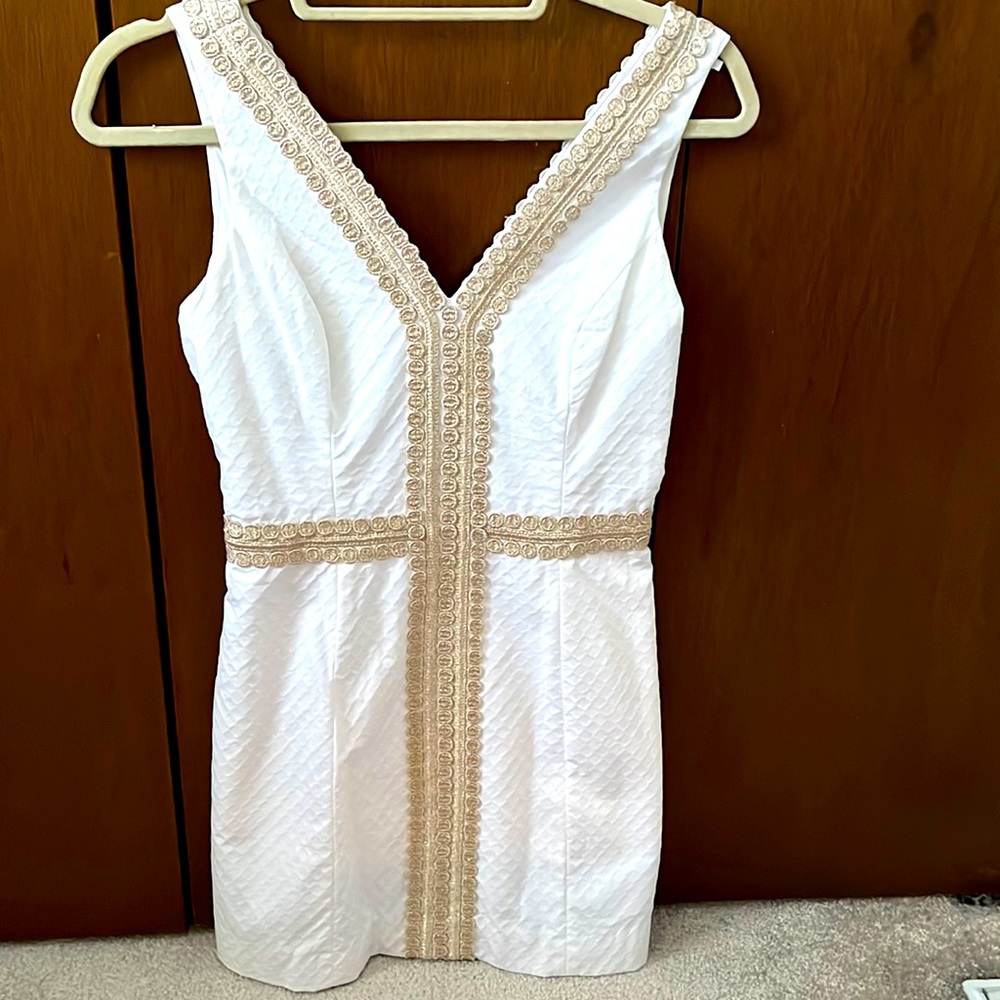 Lilly pulitzer white and gold dress